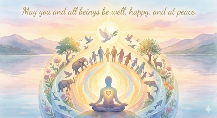 ไขรหัสคำอธิษฐาน "May you and all beings be well, happy, and at peace"