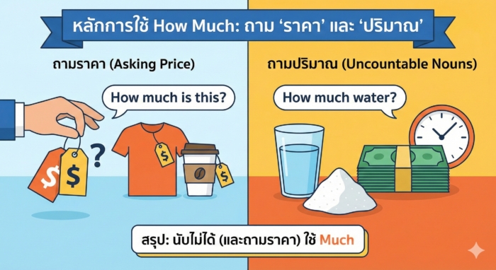 หลักการใช้ How Much: ถาม "ราคา" และ "ปริมาณ" (ฉบับเข้าใจง่าย)