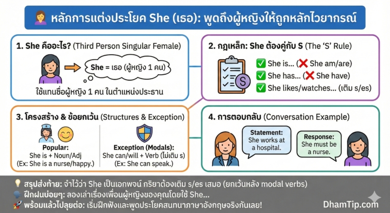หลักการแต่งประโยค She (เธอ): พูดถึงผู้หญิงให้ถูกหลักไวยากรณ์