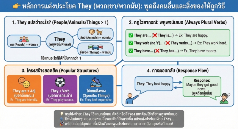 หลักการแต่งประโยค They (พวกเขา/พวกมัน): พูดถึงคนอื่นและสิ่งของให้ถูกวิธี