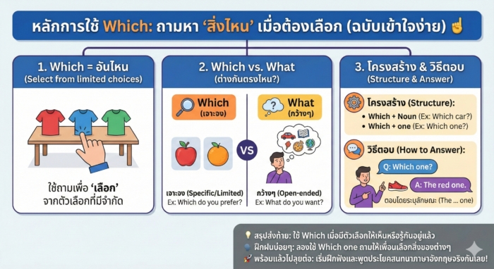 หลักการใช้ Which: ถามหา "สิ่งไหน" เมื่อต้องเลือก (ฉบับเข้าใจง่าย)