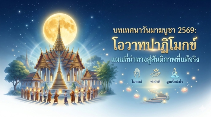 บทเทศนาวันมาฆบูชา 2569: โอวาทปาฏิโมกข์ แผนที่นำทางสู่สันติภาพที่แท้จริง